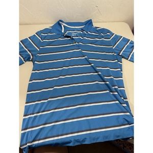 Nike Golf Tour Performance Dri-Fit Men's L Striped Polo Electric Blue & White